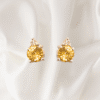 Earring 20.57 Ct Yellow Sapphire & 0.03 Ct Diamond Stud Earrings