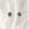 1.74 Ct Green Sapphire & 0.20 Ct Diamond Earrings in 18K White Gold