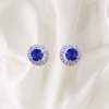 1.20 Ct Blue Sapphire & 0.27 Ct Diamond Stud Earrings