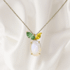 2.76 Ct Moonstone, Green Quartz & Citrine Pendant in 18K Yellow Gold