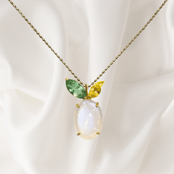 2.76 Ct Moonstone, Green Quartz & Citrine Pendant in 18K Yellow Gold