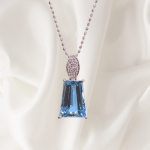2.44 Ct Aquamarine & 0.04 Ct Diamond Pendant in 18K White Gold
