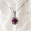 1.22 Ct Pink Sapphire & 0.38 Ct Diamond Cluster Pendant in 18K White Gold