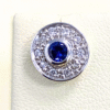 0.90 ct blue sapphire & 0.38 Ct diamond Studs in 18 k white gold studs