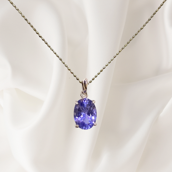 1.23 Ct Blue Sapphire Pendant in 18K White Gold