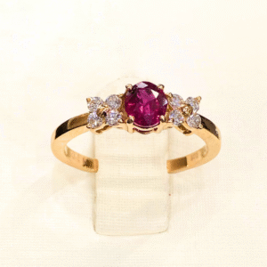 0.55 Ct Ruby & 0.18 Ct Diamond Ring in 18K Rose Gold