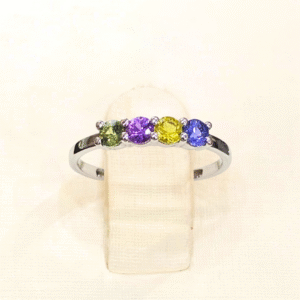 0.51 Ct Multi-Sapphire Ring in 18K White Gold