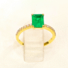 0.78 Ct Emerald & 0.16 Ct Diamond Ring in 18K Yellow Gold