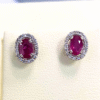 2.20 Ct Vivid Ruby & 0.90 Ct VVS1 Diamond Studs in 18K White Gold