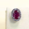2.20 Ct Vivid Ruby & 0.90 Ct VVS1 Diamond Studs in 18K White Gold