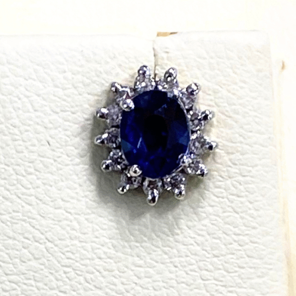 2.24 Ct Royal Blue Sapphire & 0.50 Ct VVS1 Diamond Studs in White Gold