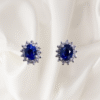 2.24 Ct Royal Blue Sapphire & 0.50 Ct VVS1 Diamond Studs in White Gold