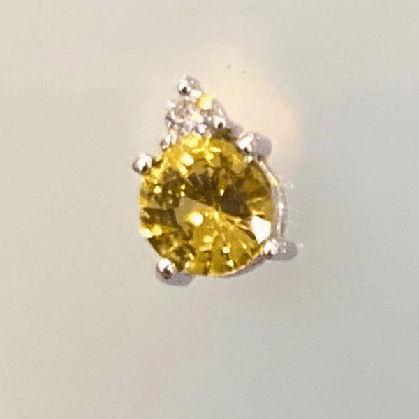 0.57 Ct Yellow Sapphire & 0.03 Ct Diamond Stud Earrings