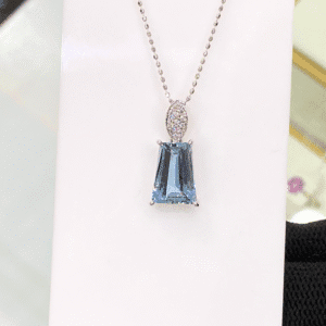 2.44 Ct Aquamarine & 0.04 Ct Diamond Pendant in 18K White Gold