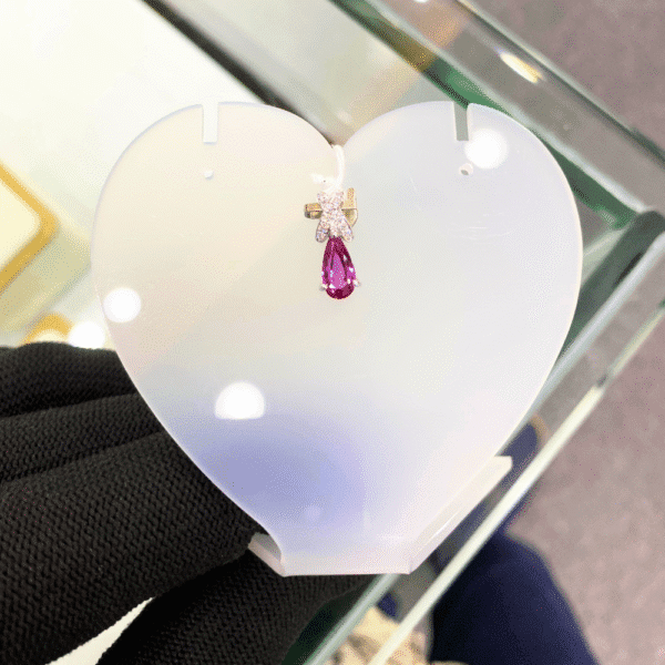 1.00 Ct Pink Sapphire & 0.07 Ct Diamond Pendant in 18K White Gold