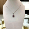 1.22 Ct Pink Sapphire & 0.38 Ct Diamond Cluster Pendant in 18K White Gold