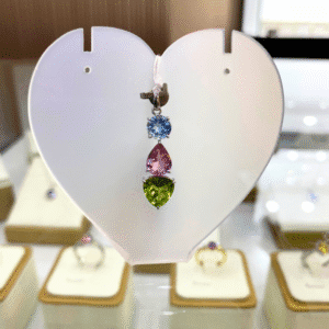 3.92 Ct Multi-Color Gemstone Pendant in 18K White Gold