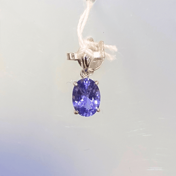 1.23 Ct Blue Sapphire Pendant in 18K White Gold