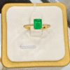 0.78 Ct Emerald & 0.16 Ct Diamond Ring in 18K Yellow Gold